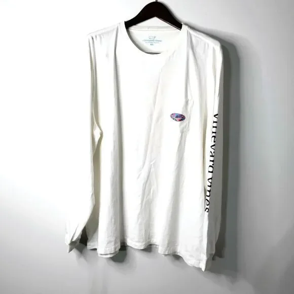 Vineyard Vines Long Sleeve Men XXL Whale Pullover Spellout Shirt Y2K Retro *READ - Picture 2 of 10